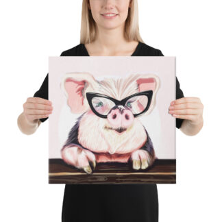 Cheeky Pig Canvas - 16x16 by Pablo Prada