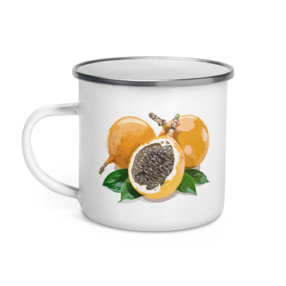 Granadilla Fruit White Enamel Mug -12oz- Illustration by Pablo Prada